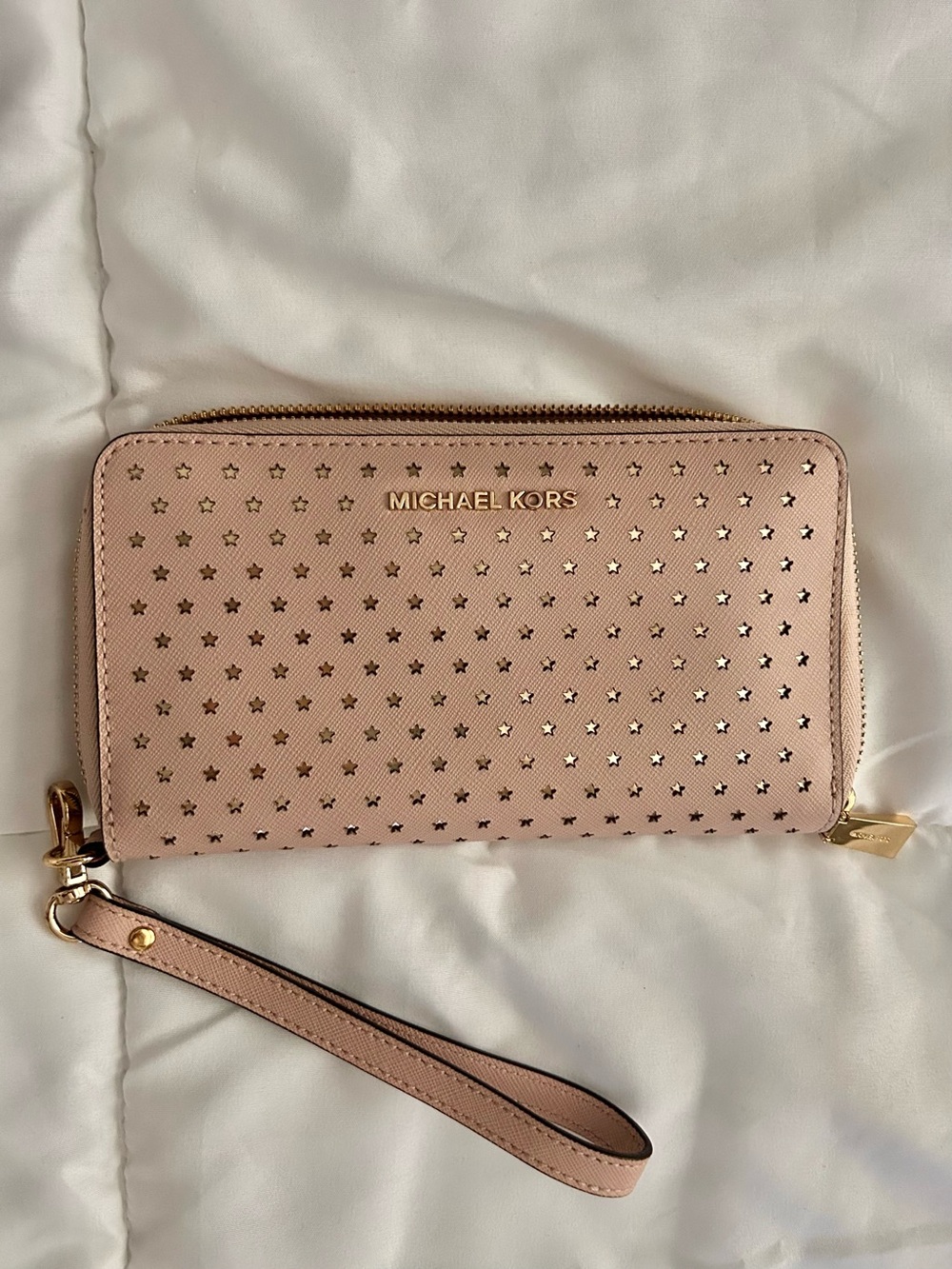 Michael Kors Blush Pink Star-Perforated Wristlet